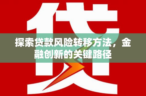 仁和探索贷款风险转移方法，金融创新的关键路径