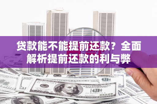 仁和贷款能不能提前还款？全面解析提前还款的利与弊