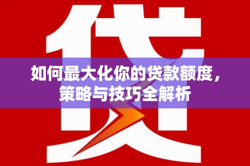 仁和如何最大化你的贷款额度，策略与技巧全解析
